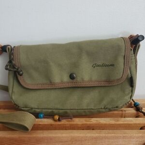 Gootium Canvas Small Crossbody Olive Tanned Leather Trim